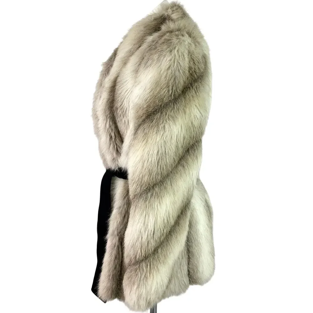 Vintage Faux Fox Fur Short Coat – Quiet Luxury Winter Statement Jacket Medium - Picture 4 of 12